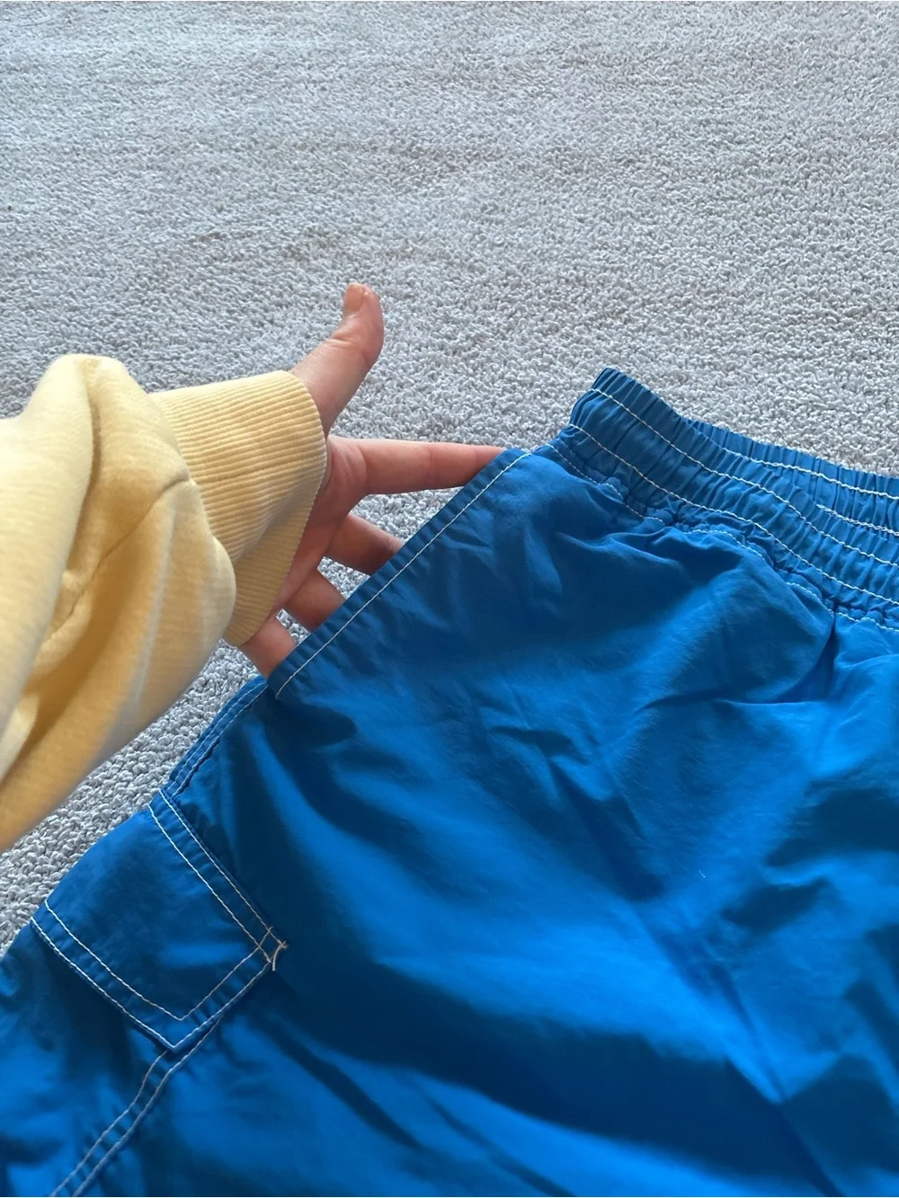 Men's Blue Cargo Swim Shorts with Drawstring Waist